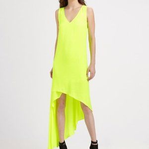 BCBG Avery Symmetrical Neon Yellow Dress Size XS